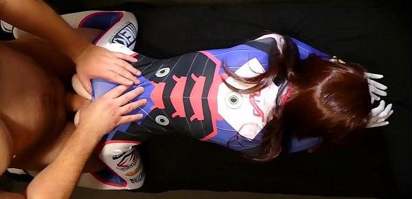  Overwatch Cosplay - Tiny D.Va Moans on Super Thick Cock and gets No Mercy from Somegirth